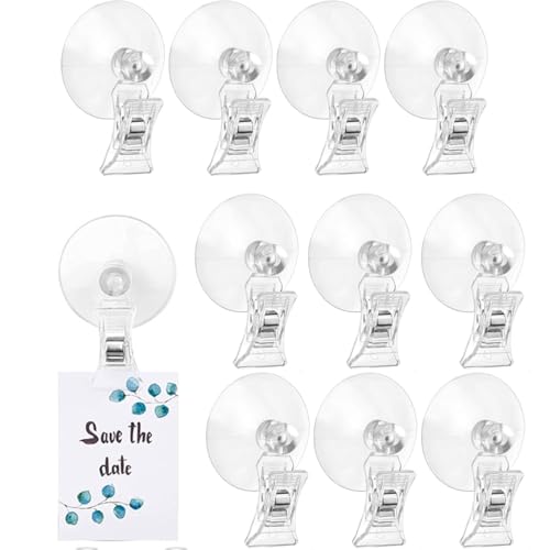 LAJUP Lot de 10 pinces à ventouse en plastique réutilisables transparentes pour fenêtres, aquarium, supermarché, salle de bain, bureau