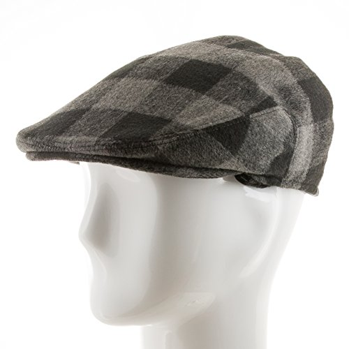 New Jersey Plaid Wool Newsboy Ivy Cap With Fleece Ear Flaps Grey 7 5/8 #TOP3