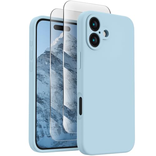 Image of FireNova Designed for iPhone 16 Case, Silicone Upgraded [Camera Protection] Phone Case, Soft Anti-Scratch Microfiber Lining Inside, 6.1 inch, Sky Blue