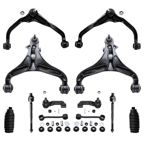 Image of Detroit Axle - Front 12pc Control Arms Kit for 07-11 Dodge Nitro, 08-12 Jeep Liberty, 4 Control Arms w /Ball Joints 4 Tie Rods 2 Sway Bars 2 Boots 2008 2009 2010 2011 Replacement