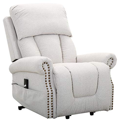 Amazon Brand – Ravenna Home Albert Power-Lift Assist Recliner Chair, 34.3 W, Cream