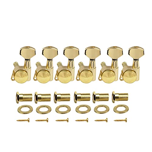 ギター弦チューニングペグ 6 PCS /セットロックチューナーギターマシンヘッドロックストリングチューニングペグ6R /6L (Color : Gold 6L)