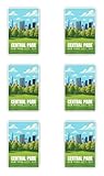 Juego de 6 pegatinas de 50 mm, 6 unidades, 50 mm, 5 cm, diseño de Parque Central Park New York City USA