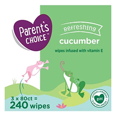 Parent's Choice Baby Wipes Refreshing Cucumber 240 Ct w/ Aloe Cover