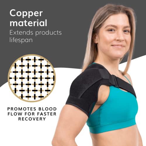 Image of BraceAbility Shoulder Support Brace - Compression Copper Arm Immobilizer Sleeve for Rotator Cuff or Labrum Tears, Bursitis Pain, Impingement, SLAP Injury, Dislocated Recovery for Men and Women (L /XL)
