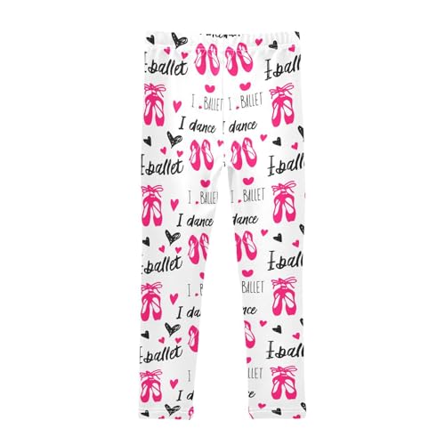 Girls Leggings Size 4T Ballet Shoe Heart White Stretchy Breathable Tights Girl Yoga Pants for Workout School2