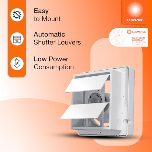 Image of LEDVANCE Exhaust Fan 6 inch (150mm) | Suitable for Kitchen, Bathroom & Offices | Silent Operation | Low Power Consumption | Automatic Shutter Louvers | 100% Copper motor | 2 Year Warranty
