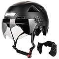 ILM Smart Adult Bike Helmet with Automatic G-Sensor Turn Signal & Brake Warning LED Light Control (Matte Black Small Medium) and E3-12LS Bluetooth Ear Pad