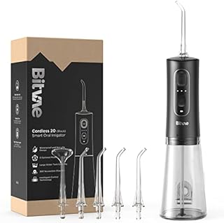 Bitvae Cordless Water Dental Flosser for Teeth , Portable 300ML Water Teeth Cleaner Picks , 3 Cleaning Modes 6 Jet Tips , IPX7 Waterproof , USB Rechargeable Water Dental Picks for Cleaning