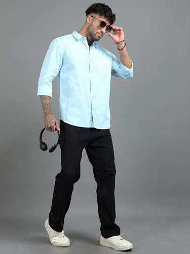 Image of Men Slim Fit Solid Spread Collar Casual Shirt