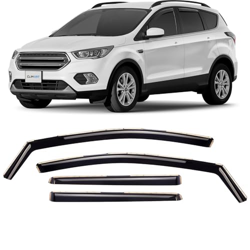 CLIM ART en Canal Deflectores de Aire para/Compatible con Ford Kuga II 2012-2019 - Deflectors Ventanilla - Accesorios Coche - Derivabrisas - Deflectores de Viento - Cortavientos Ventana Coche -4ud