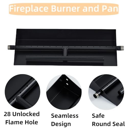 Drop-in Fire Pit Burner Kit, 18 x 6 Inch Rectangular Fire Pit Burner with Spark Ignition Kit for Propane & Natural Gas, Fire Pit Insert with H-Burner for Indoor Outdoor Use