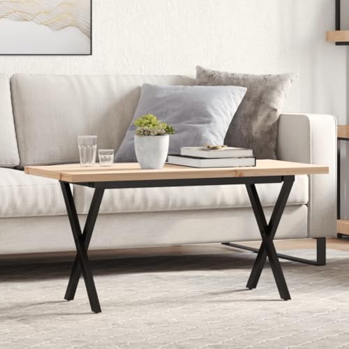 Table basse en X pour salon meuble en bois véritable et métal convivial - 2
