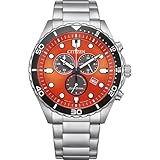 CITIZEN AT2560-84X メンズ アナログ クォーツ 腕時計 ステンレススチールベルト オレンジ ブレスレット, オレンジ, ブレスレット