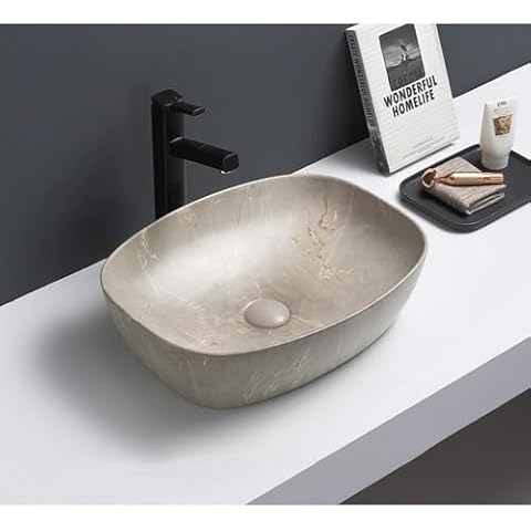 BAYSTONE® Grey Marble Countertop Basin Cover