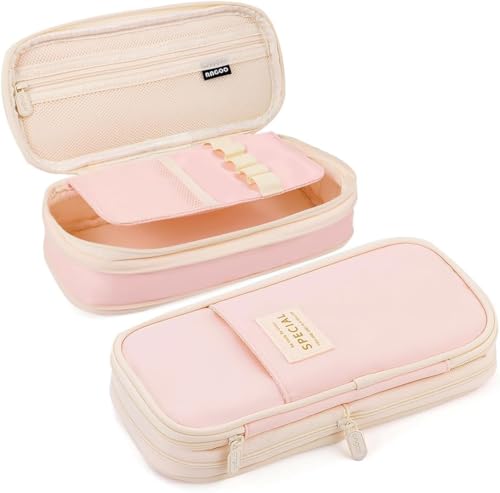 Image of Big Capacity Pencil Cases with Compartments Pencil Pouch Aesthetic for Kids Teen Students, Expendable Stationery Organizer Pen Bag for College School Office