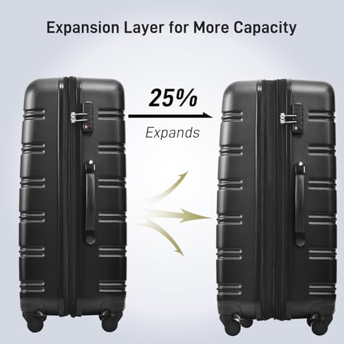 3 Piece Hardside Luggage Set Spinner Suitcase with TSA Lock (20" 24" 28")3