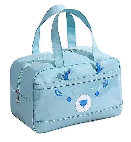 Image of CoolKraft Lunch Bag for School Kids, Girls, Cute Animal Design Bag, Lunch Bag for Office Women Travel Picnic Bag, Insulated Portable Tiffin Bag 29 x 18.5 x 14 cm (Reindeer Sky Blue)