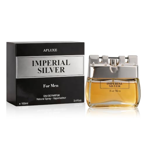 Image of AFLUXE Imperial Sliver Eau de Parfum for Men, Spicy Woody Oud Cologne with Citrus, Pink Pepper & Incense Notes, Long Lasting Masculine Fragrance, 3.4 Fl Oz (100ml)