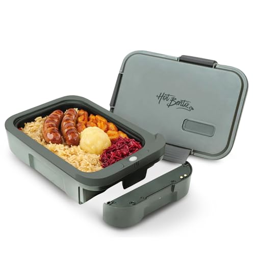 Hot Bento Plus – Elektrische Lunchbox mit Akku, Selbstheizend, Kabellos, Speisenwärmer, Aufladbare Elektrisch Beheizbare Lunchbox – Schiefer