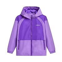 MGEOY Girls Rain Jacket Hood Lightweight Waterproof Raincoat Rain Coats for Girls Kids Purple Size 10-12