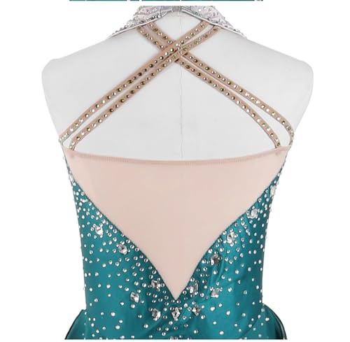 Vestido de patinação artística sem mangas para meninas e mulheres profissionais com gola redonda e g