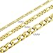 U7 Mens Long Necklace|18K Gold Plated Figaro Chain 5mm Flat Link Hip Hop Jewelry Neck Chain 28 Inch