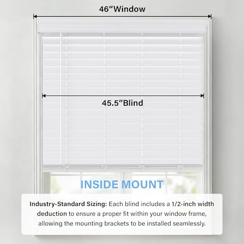 AOSKY 2 Inch Cordless Faux Wood Blind, 2" Faux Window Shades, 46" W x 36" H by AOSKY - Used condition - Image 2