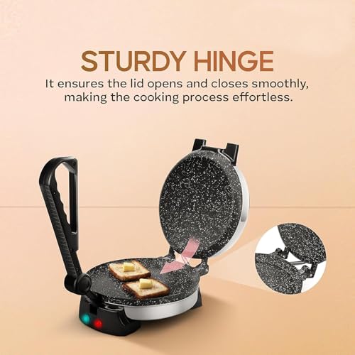Image of Lifewit Roti Maker Machine - Electric Roti Maker with Non-Stick 8.5inch Plates and Durable Handle, Auto Temperature Control Chapati Maker Machine with Indicator Lights, 950 Watts, Silver