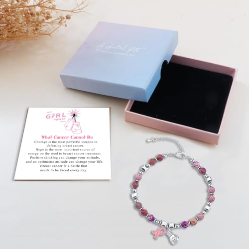 Image of Breast Cancer Bracelets Cancer Bracelet Breast Cancer Awareness Cancer Bracelets for Women Cancer Bracelet Cancer Survivor Gifts for Woman Pbreast Cancer Awareness Accessories