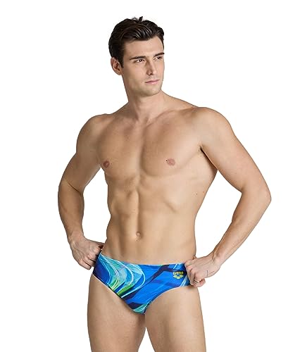 ARENA Feel Men's Visual Waves Drawstring Swim Brief Waterfeel Sports Bathing Swimsuit Pool Beach Stretchy Active Swimwear2