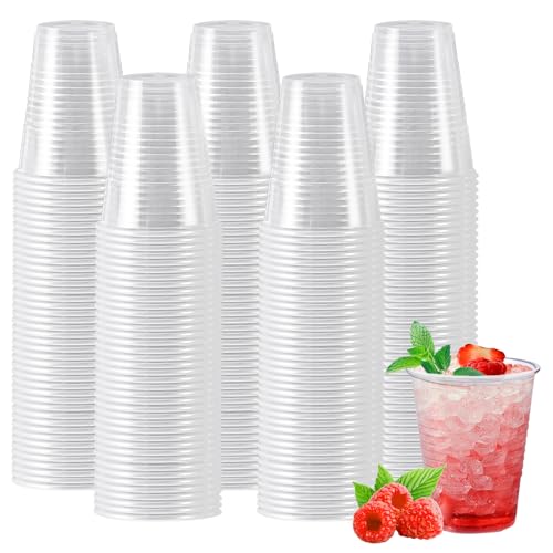 Clawsoff 500 Pack 7 oz Plastic Cups Disposable Drinking Cups Water Cups Plastic Clear Cups for Party Wedding Graduation Travel Holiday Events Birthday Cold Hot