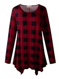LARACE Plus Size Plaid Shirt for Women Long Sleeve Irregular Tunic Tops to Wear With Leggings Casual Blouses(3X, Flower43)