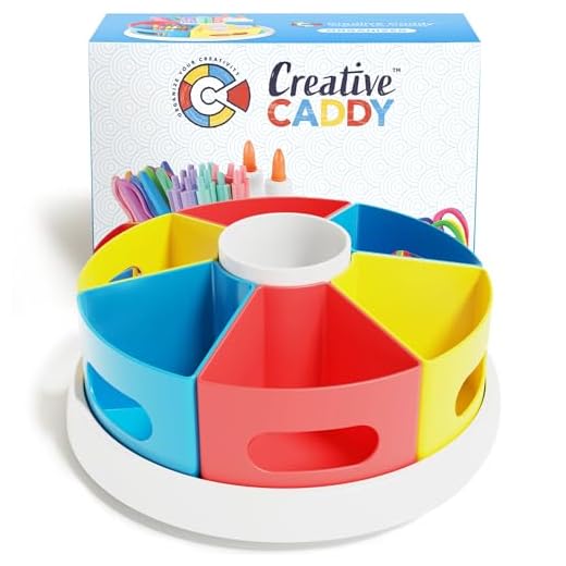 Creative Caddy - Art Supply Storage Organizer for Kids Desk, Rotating Crayon Pencil Marker Holder, Craft Room Art Cart, Homeschool and Teacher School Supplies, Classroom Organization Accessories