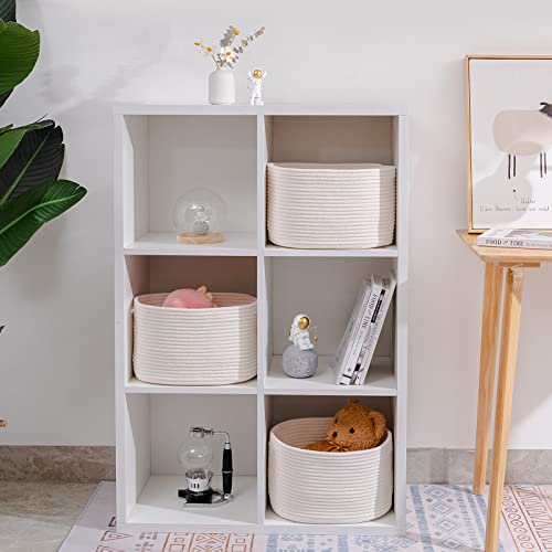 Cubesland Cube Shelf Closet Storage Baskets Bins Set 3,Woven Basket For Organizing/Storage,Long-Lasting &Skin-Friendly Toy Storage Basket Bin,Stylish Room Decor Basket,Off White Cotton Rope Basket #TOP4