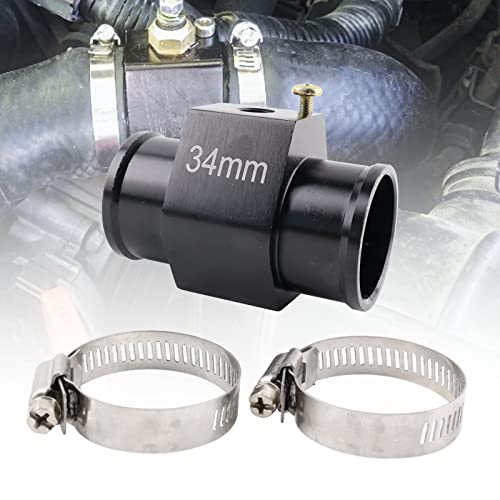 Aluminum Water Temp Meter Temperature Gauge Joint Pipe Radiator Sensor Adaptor Attachment Hose Clamps （34mm/1/8''NPT）