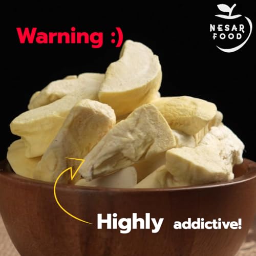 NESAR FOOD Premium Freeze Dried Durian 100%, Freeze dried fruit, Real Fruit Snack, Natural 100 G, no sugar added. Natural freeze dried fruit, Crunchy fruits and delicious (3.5 oz Pack of 1)