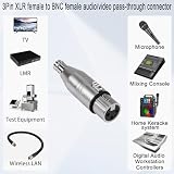 QIANRENON Adapter XLR na BNC - 3-Pinowe Gniazdo XLR na Gniazdo Koncentryczne - Do Kamer Audio, RF, Mikrofonów, Mikserów