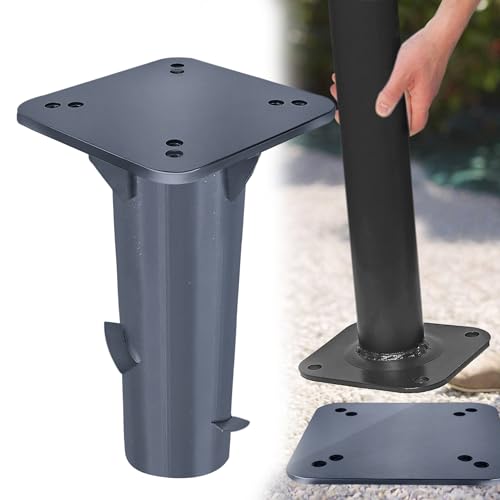 YRHome Pied de parasol universel - Plaque de sol - Douille de sol pour parasol déporté - Pied de parasol de jardin - Manivelle d'extérieur robuste - Ancrage au sol - Douille de sol - Gris foncé