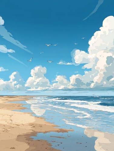 DIY  Lbg l q SҌ G u[r[` ANG̋Zbgt 80x100cm hG XgX  v[g Mtg - |pIȑ̌ŊyށAiȃLoXƑN₩ȐFʁAW̓AbvAbNXʁA