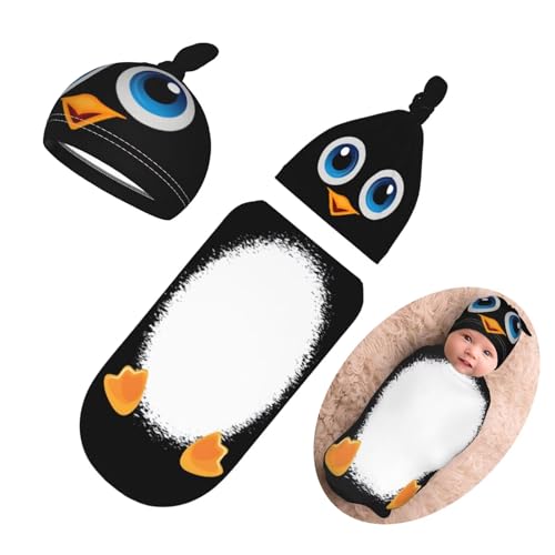 Image of Personality Cartoon Swaddling Blanket Beanie Hat Funny Blanket Sleeping Bag New Born Sleep Sacks for Boys Girls