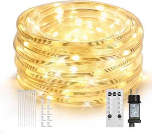 ICRGB Tubo luminoso LED exterior, leds Tubes luz luminosa impermeable interior IP67 guirnalda LED tira luminosa para jardín, fiesta, Navidad, cerca, patio, decoración de iluminación blanco frío (15