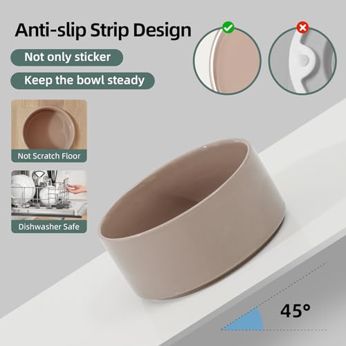 Ceramic 8.2inch Raised Dog Bowl with Stand for Large- Breed Dogs, Pet Food and Water Feeder (Double Bowl with Stand - Brown Coffee) - Image 3