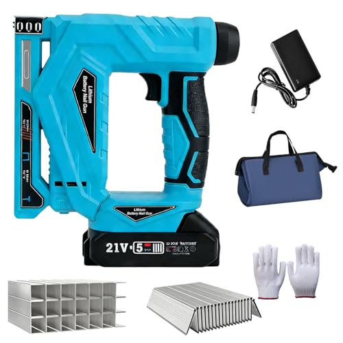 Image of Cordless Brad Nailer Kit,2-in-1 Cordless Nail Gun & Electric Stapler with 1.5Ah Makita 18V-Compatible Batteries, 1000 Nails &1000 Staples,Rechargeable 18 Gauge Electric Nail Gun for Carpentry
