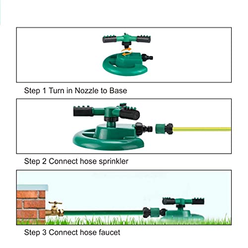 Limbjal® Automatic 360 ° Rotating Adjustable Round 3 Arm Lawn Water Sprinkler for Watering Garden Plants/Pipe Hose Irrigation Yard Water Sprayer Adjustable Water Sprinkler (Pack 1) (Pack 1)