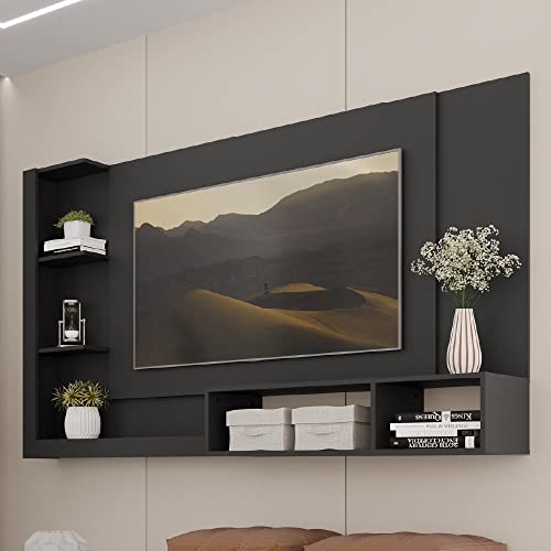 Painel para TV até 60' com Nicho e Prateleira Preto Fosco Ganges Carraro