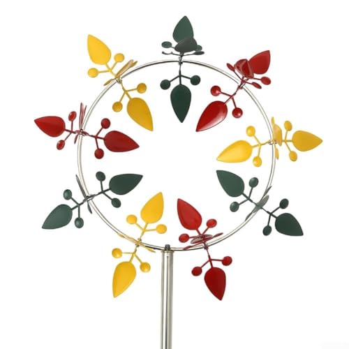 Molino de viento de metal colorido para jardín, 30 x 92 cm, para exteriores, decorativo, de acero inoxidable, escultura artística para patio, césped, valla, porche, decoración rústica
