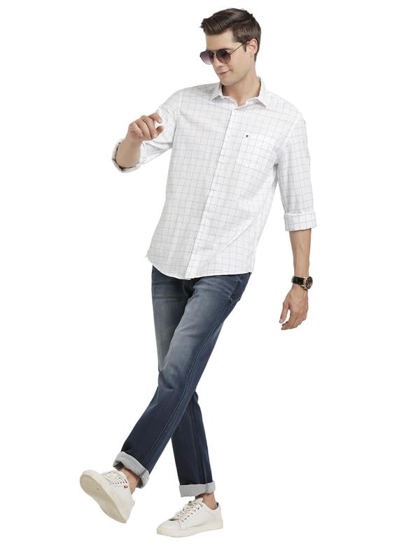 Image of Turtle Men 100% Cotton Slim Fit Check Full Sleeve Casual Shirt