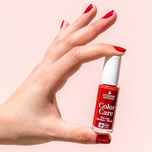 PODERM - TEEBAUM-NAGELLACK COLOR CARE Allurarot - verbessert das Aussehen für die gelbe oder brüchige Nägel - 2 IN 1… – Bild 3