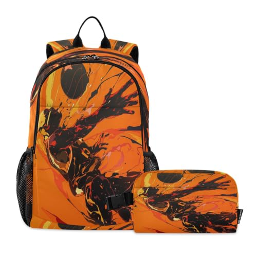 Sac à dos encre noir jaune art basket design graphique unique pour étudiant